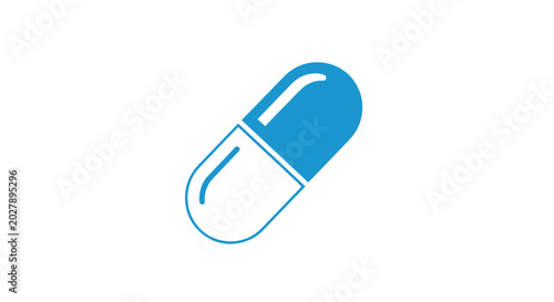 A blue and white capsule icon representing medication or a supplement for health and wellness
