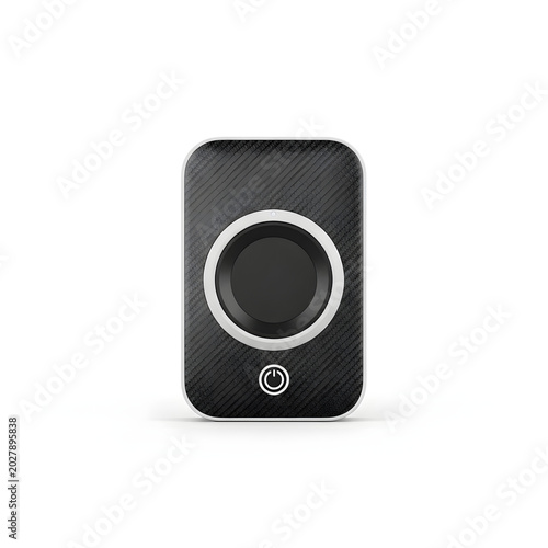 Modern Portable Bluetooth Speaker with Carbon Fiber Texture, Wireless Compact Audio Device isolated on White Background
