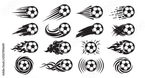 Εκτύπωση καμβά Set of dynamic soccer ball in motion illustration vector featuring Speed effects