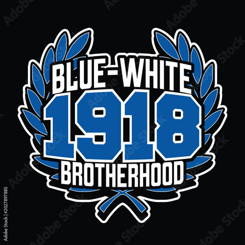 Foto blue white brotherhood wreath laurel ultras logo hooligan sticker football vecto