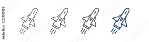 Canvas-taulu outline icon set launch with rocket launching design