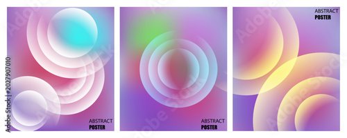 Bild auf Leinwand Abstract gradient circles overlaying soft pastel background with digital art mod