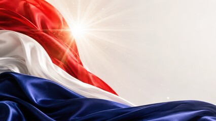 Juneteenth Celebration Background with Red White and Blue Waving Silk Fabric