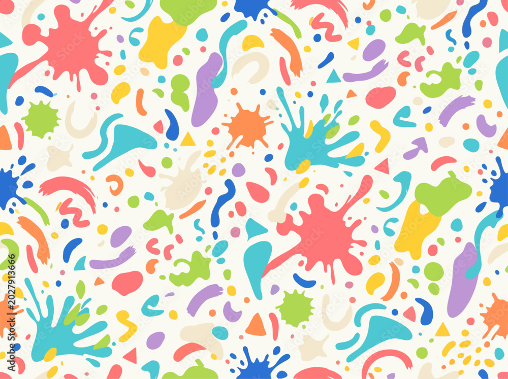 Obraz premium Modern Abstract Paint Splash and Organic Shapes Pastel Pattern