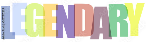 Fotografie Colorful 3d text word legendary in pastel colors