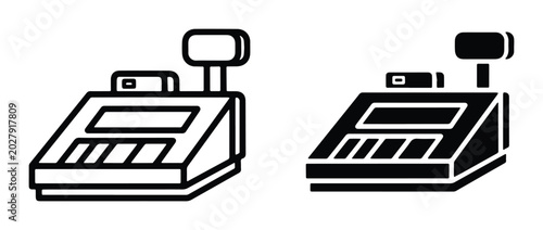 Cash Register Icons, Retail Transaction Machine Vector Art, Point of Sale Equipment Graphics