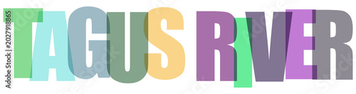 Cuadro en lienzo Multicolored Tagus River text in pastel colors