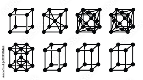 Crystal Lattice Structures, Atomic Models, Scientific Diagrams, Geometric Representations, Molecular Bonds