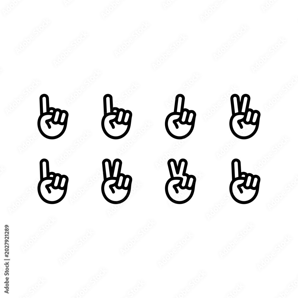 Fototapeta premium Hand gestures and music note symbols vector icon set