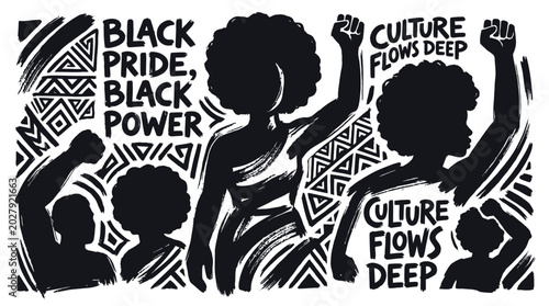 Tableau sur toile Black pride and power silhouettes.