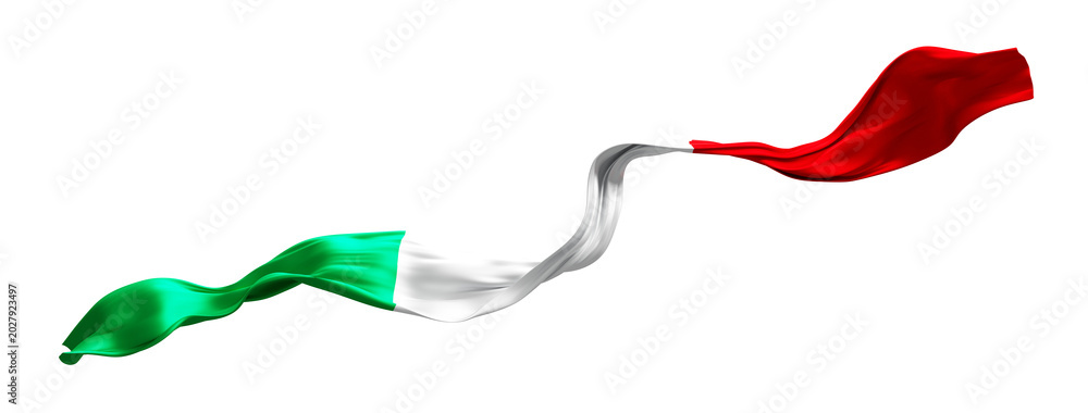 Naklejka premium Italian flag isolated on transparent background Italy ribbon design 3D render