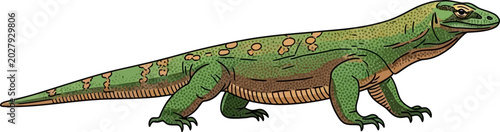Bild auf Leinwand Vibrant illustration of a green monitor lizard