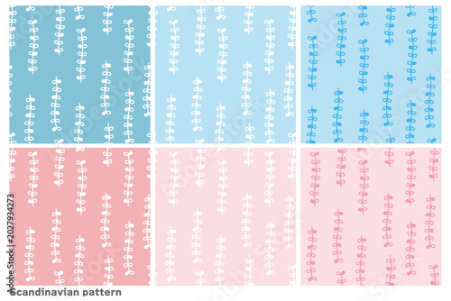 Scandinavian botanical stripe pattern set