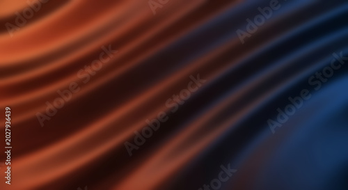 Abstract copper and blue flowing wave background silk texture liquid luxury elegant