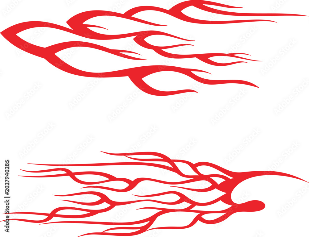 Fototapeta premium Vector flames for vehicle vinyl decals and wraps. Ready-to-cut graphics, great side decals for racing cars, off-road and sport vehicles, hot rod automobiles, ATVs, trucks, motors and bikes.