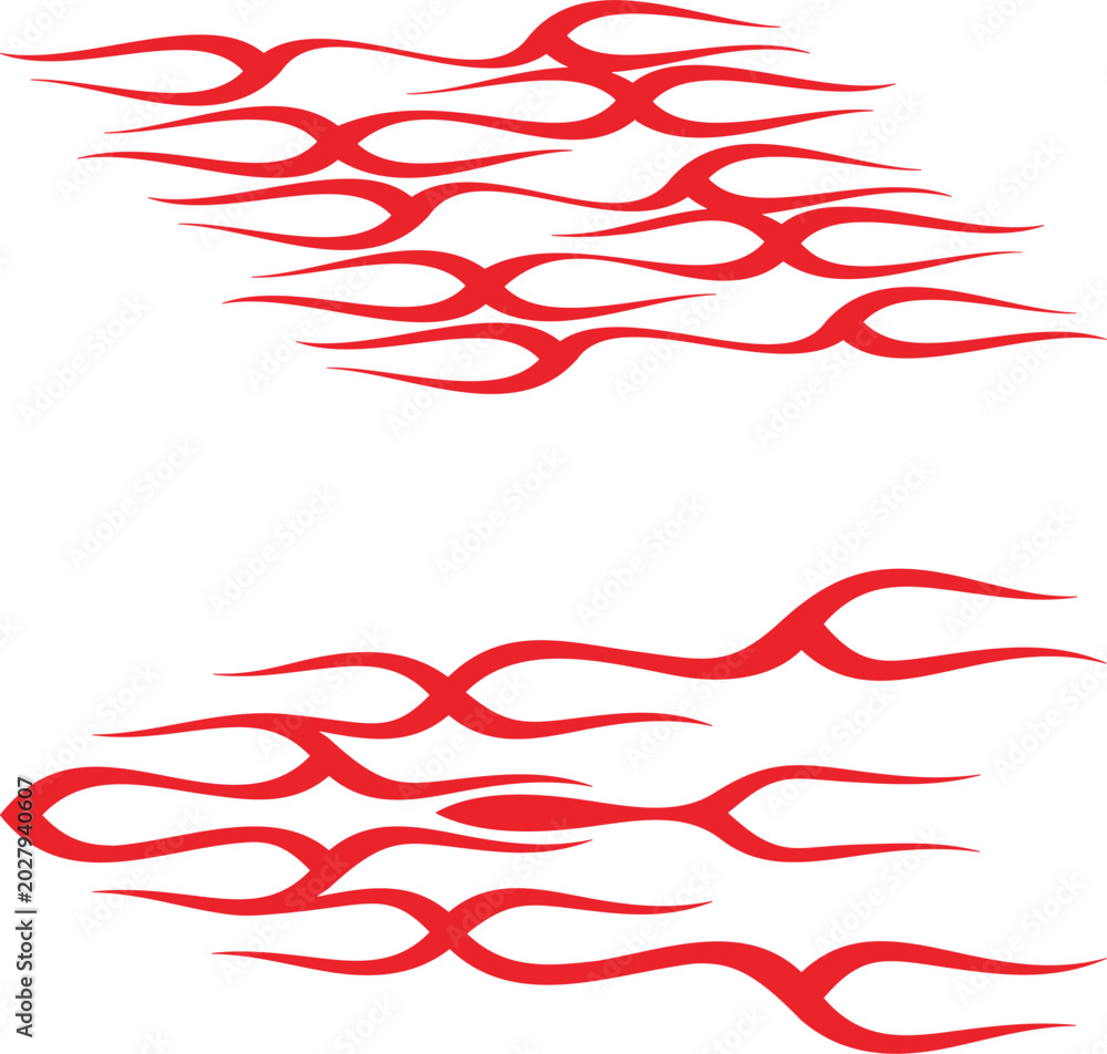 Fototapeta premium Vector flames for vehicle vinyl decals and wraps. Ready-to-cut graphics, great side decals for racing cars, off-road and sport vehicles, hot rod automobiles, ATVs, trucks, motors and bikes.