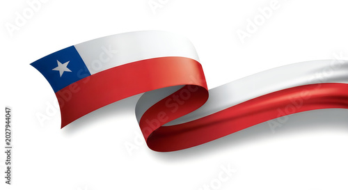 Waving Chile flag fabric texture isolated on clean white background