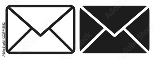 Fotografie Email and message vector icon set with outline and filled envelope mail symbols