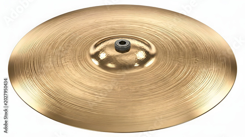 Golden colored cymbal isolated on transparent background for music production transparent background