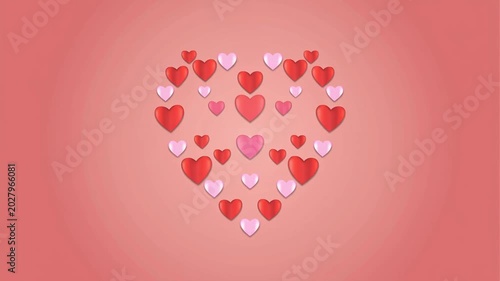 Animated Hearts Growth Concept for Valentines Day