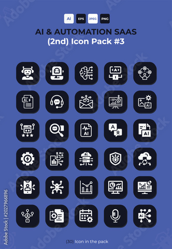 Ai and automation saas icon pack for artificial intelligence technology