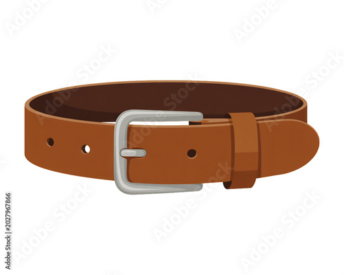 Tableau sur toile Brown leather belt with silver buckle on flat surface Vector