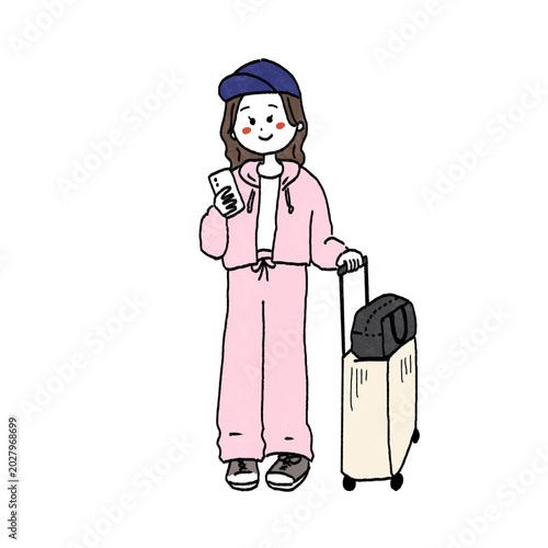 旅行にいく女の子のイラスト