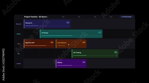 Digital project timeline dashboard for ui sprint. Perfect for tracking project progress and deadlines in a visually appealing way.