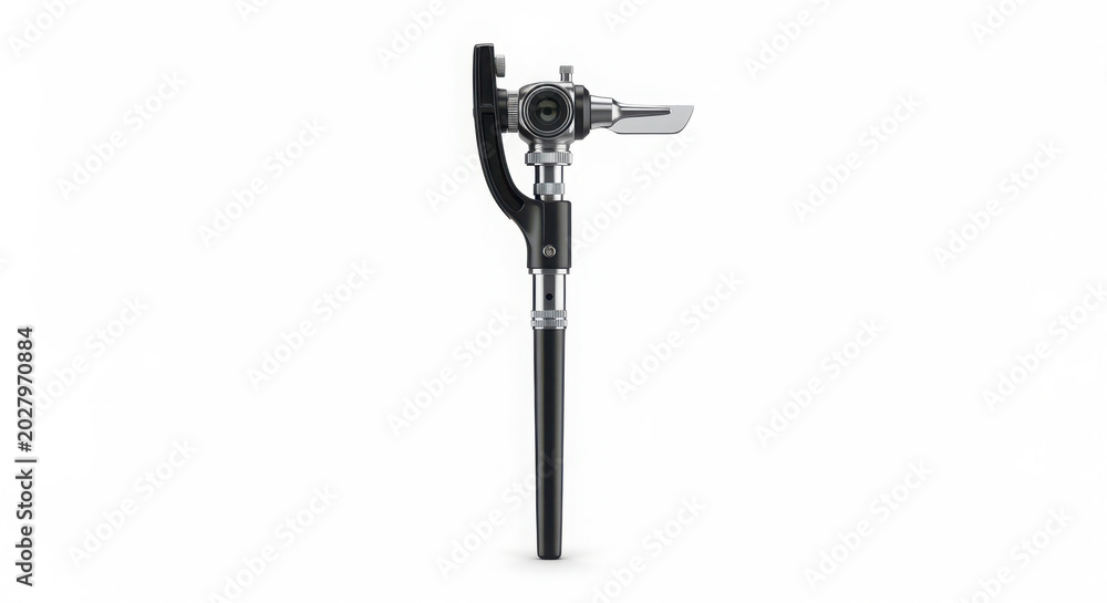Naklejka premium Professional medical laryngoscope device used by doctors for intubation procedures shown in this detailed studio photograph on a white surface
