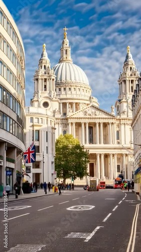 Saint Paul's Cathedral, London, England, United Kingdom. Time Lapse in vertical video