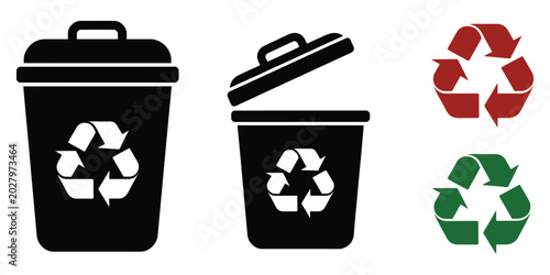 Quadro su tela Recycling Icon Hand Placing Waste into Trash Bin with Recycle Symbol, Environmental Protection Concept for Waste Sorting Management and Eco Friendly Sustainability Vector Design