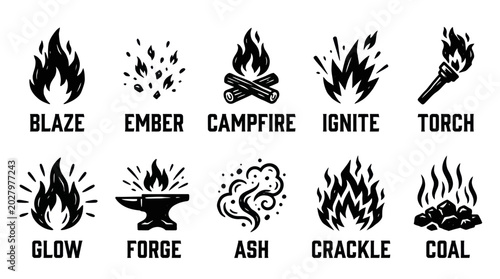 Fireplace and Blacksmith Fire Icon Collection