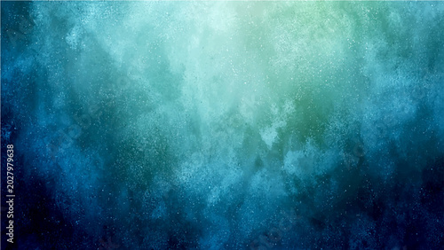 Fotografie Abstract blue and green textured background with smoky watercolor effect and textured surface