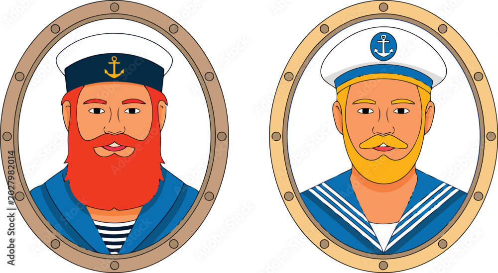 Fotografie Two cartoon sailors vector illustration
