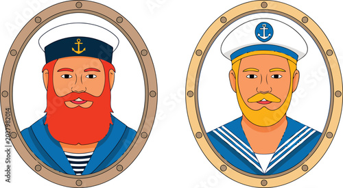 Fotografie Two cartoon sailors vector illustration