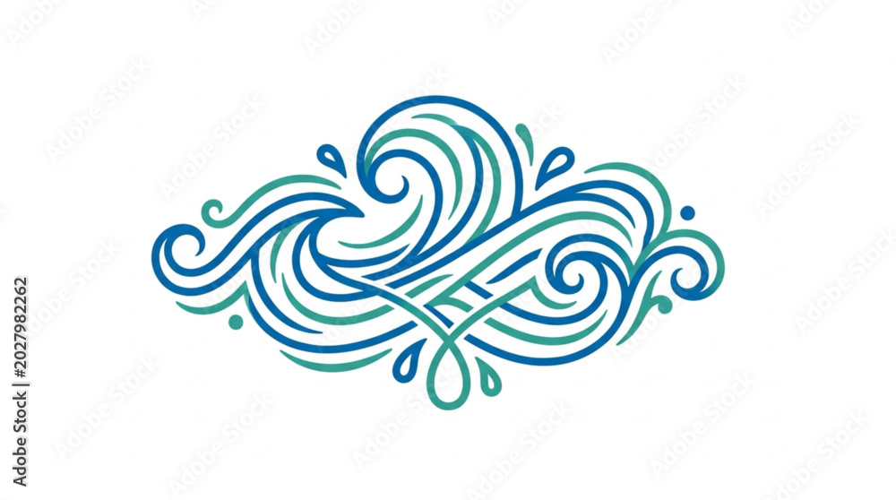 Fototapeta premium Abstract Swirling Blue Green Water Wave Design Element.