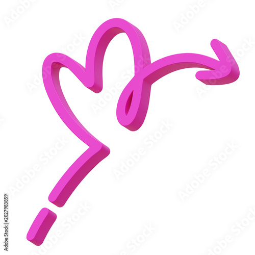 3D illustration pink glossy question mark arrow symbol isolated transparent background