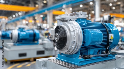 Cooling fan unit of electric motor connected to high pressure hydraulic pump system installed on heavy duty manufacturing industrial machine for efficient heat dissipation and smooth industrial operat