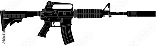 Foto M4A1 Silenced Rifle Silhouette Vector Illustration