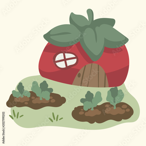 Tomato Fantasy House Illustration