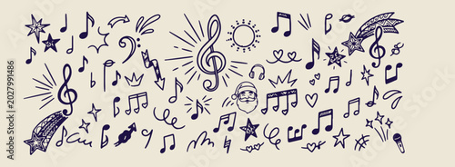 Schilderij op canvas music symbol pattern, melodic note wallpaper, artistic sound background, minimal