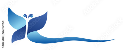 Symbol of a stylized blue butterfly.