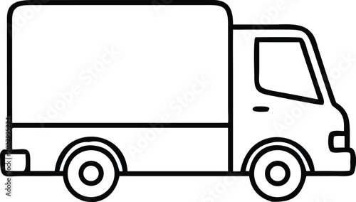 Delivery truck line drawing on white background