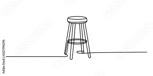 Foto stool, line, drawing, single, art, minimalist, tall, furniture, vector, illustra