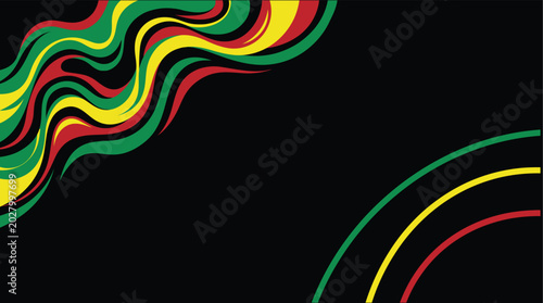 Bilde på lerret Juneteenth freedom day abstract vibrant red black and green swirls on black back