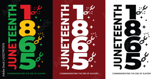 Foto Juneteenth freedom day commemorative designs vibrant 1865 typography with firewo