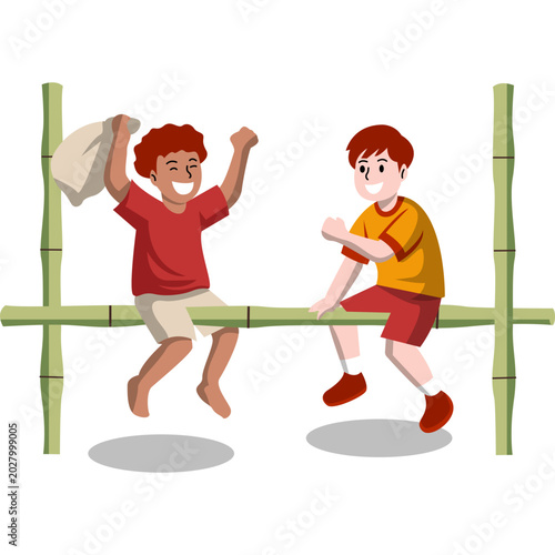 Indonesia Independence Day Traditional Games Illustration