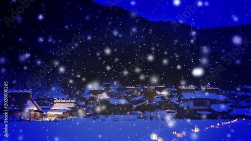 雪降る美山町かやぶきの里