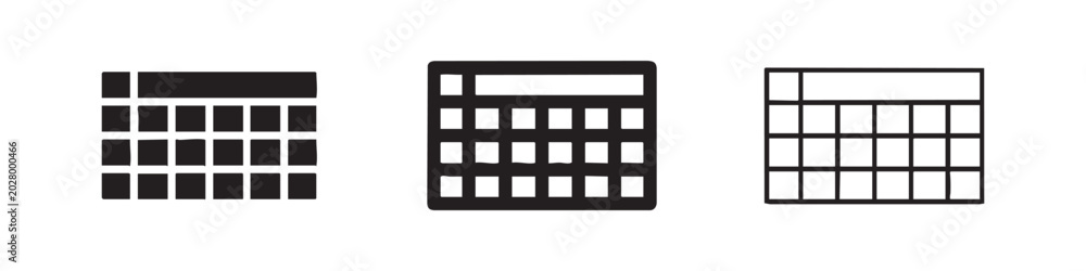 Naklejka premium Calendar grid table icons set, planning and scheduling symbols for agenda