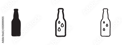 Fotografija Beer bottle icon with condensation, symbolizing refreshing alcoholic beverages, pubs, and celebrations